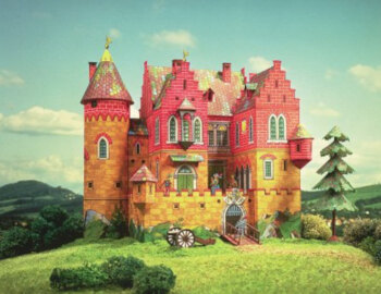 kartonska 3d sestavljanka pravljicni grad