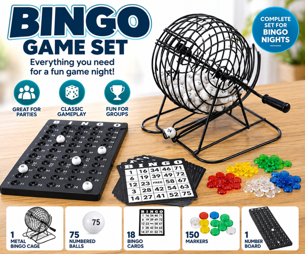 Tombola – Bingo družabna igra z bobnom in kroglicami